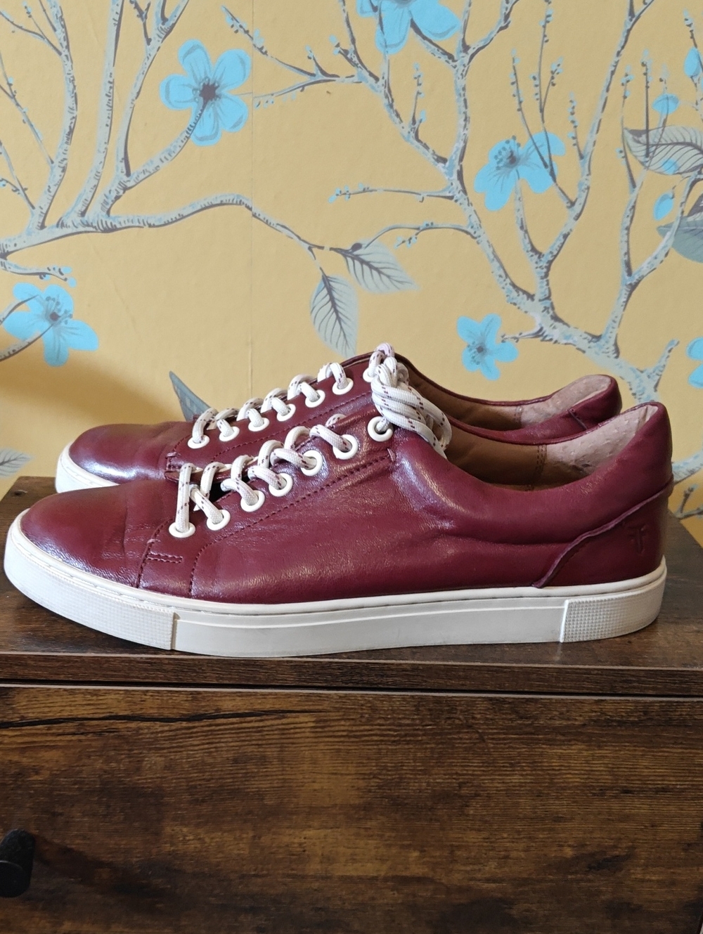 Women's FRYE Oxblood Leather Sneakers - Burgundy